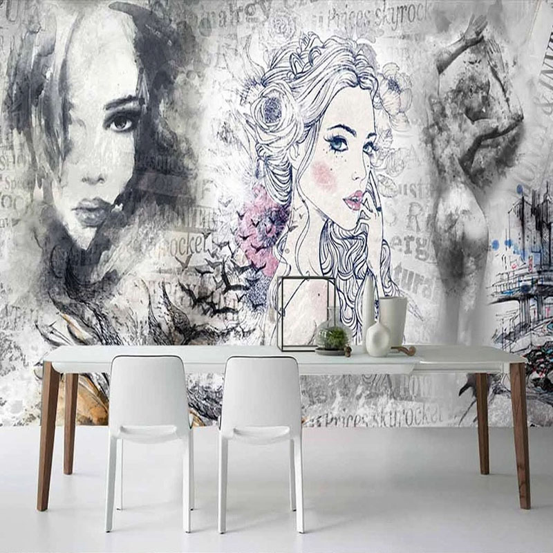 Makeup Beauty House - Özel 3D Duvar Resmi Retro Moda